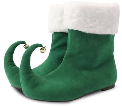 Genérico Disfraz de Elfo, Zapatos con Cascabeles para Adultos - Pantuflas Divertidas de Punta Curvada para Fiestas de Navidad, Obras y Regalos Festivos