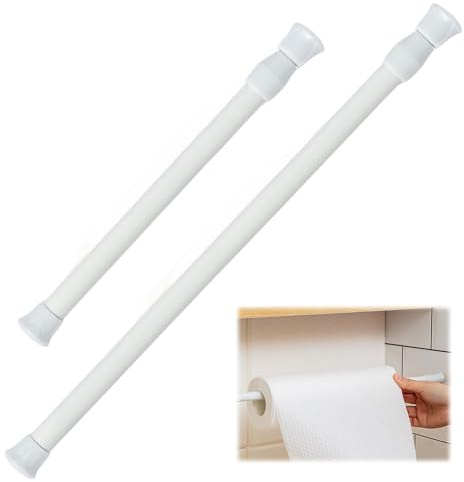 2PCS Net Curtain Rod,40-70cm Small Tension Rods for Curtains, Tension Rod, Tension Rods for Net Curtains,No Drill Curtain Pole Extendable White Small for Kitchen, Windows, DIY Projects