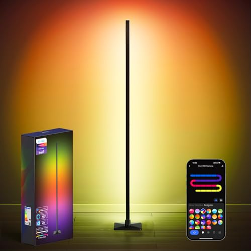 ibaye Led Floor Lamp,60 Inch Corner Lamp Compatible with Alexa and Google Assistant,4 Segment Detachable Corner Light with Square Base for Living Room and Bedroom Ambient Lighting