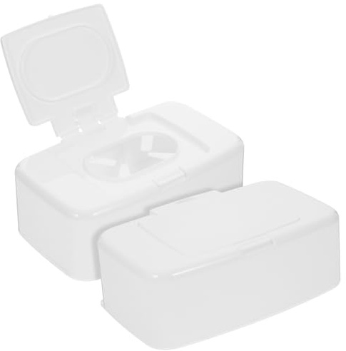 Contenedor de Toallitas Rellenable 2 Piezas, Ligero y Portátil | Pp Blanco, para Viajar y Carrito, Formato Práctico Uso Diario, Caja Compacta para Rellenar