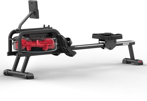 Neezee Rudergerät für zuhause, Rudergerät Wasser mit Professioneller Tablet-Halterung, Max 150kg Belastbar, Vertikale Lagerung, Einfache Bewegung