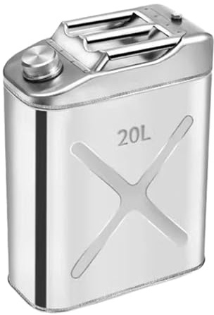 LKYLGYU Contenedor de Gasolina de Acero Inoxidable para Exteriores - Bidón de Aceite metálico de 5 galones - Duradero y portátil, Adecuado para Uso en emergencias automovilísticas (20 L)