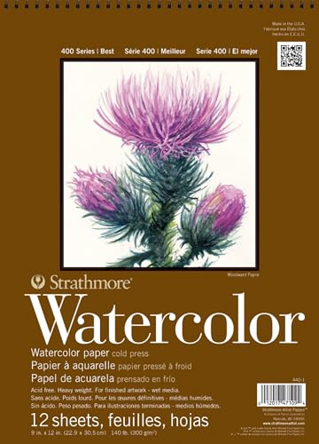 Strathmore 440-1 400 Series Watercolor Pad, 9x12 Wire Bound, 12 Sheets