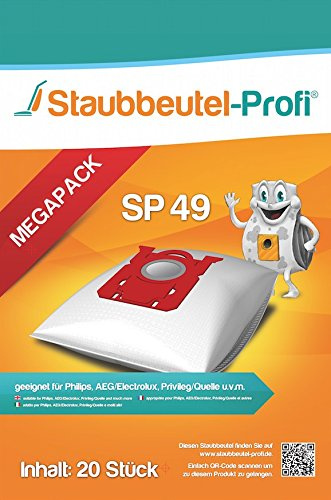 20 Staubsaugerbeutel geeignet für Philips S-Bag FC 8021/03, FC 8915/03, FC 8917/01 HomeHero, FC 8130/01, FC 8136/01 (SP49) von Staubbeutel-Profi® kompatibel mit Swirl E82 / PH86 / PH96 / VO75