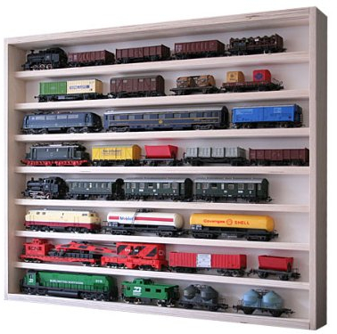 Alsino V-01 Vitrine Modelleisenbahn und Fahrzeuge Spur N Setzkasten Regal Märklin Arnold - Größe: 70 X 6 x 58 cm