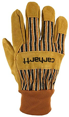 Carhartt Herren-Arbeitshandschuh aus Wildleder mit Strickbündchen, braun, Large