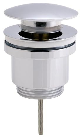 Kibath 170202 Válvula Clic universal (tapón grande) compatible con la mayoría de lavabos fabricada en latón, CROMO BRILLO