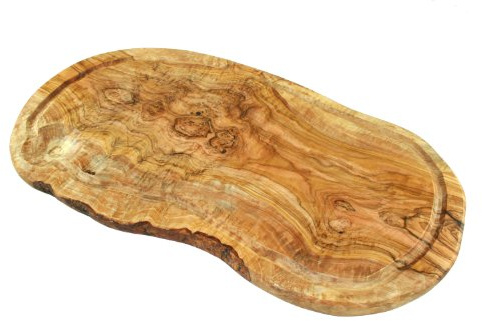D.O.M. Die Olivenholz Manufaktur D.O.M. Planche à découper en Bois d'olivier avec rainure de sécurité env. 50 cm Ohne Gravur