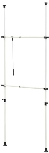 [en.casa] Teleskop Garderobensystem Kemi mit Kleiderstangen zum Spannen Garderobenständer Weiß Kleiderständer Teleskopstange verstellbar 75-115 cm Metall