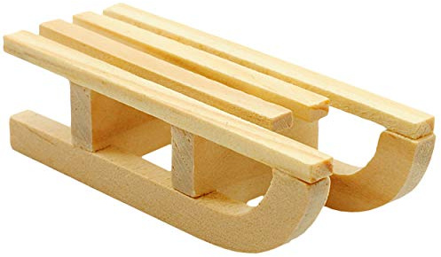 alles-meine.de GmbH 3 Stück kleine XS - Deko - Schlitten - aus Natur Holz - 5,5 cm - Miniatur/Diorama - Weihnachtsdeko/Winter - Winterurlaub - Holzschlitten mini - Kind..