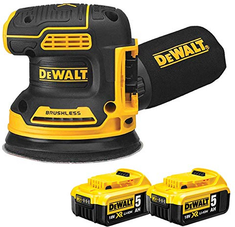 Dewalt DCW210N 18V Brushless 125mm Random Orbital Sander with 2 x 5.0Ah DCB184 Batteries