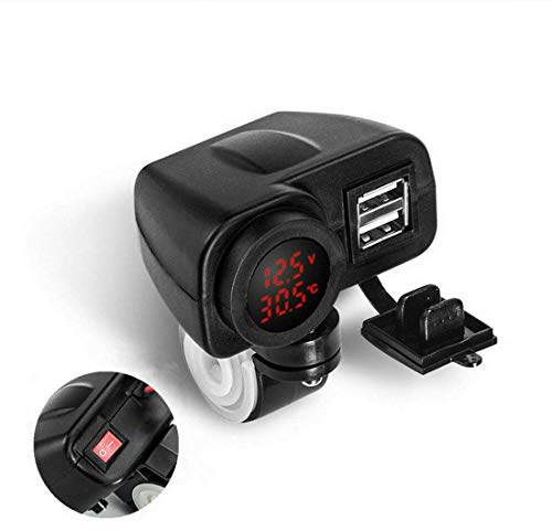 Sunwan Motorrad-USB-Ladegerät, 2 Anschlüsse, wasserdicht, 12 V Spannungsanzeige
