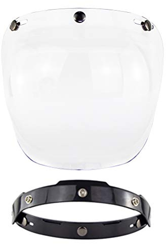 Breale Vintage Motorcycle Open Face Helmet Visor UV Protection Scooter Helmet Bubble Visor Three Snap On Shield Windproof Lens for Motorcycle Helmets Accessories