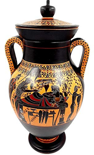 Red,Black figure Amphora 46cm,Hercules,Goddess Athena,Museum Replicas