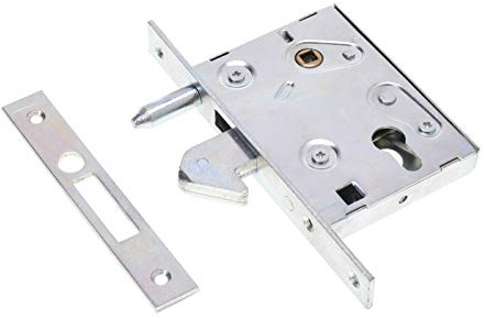 Aqbau Hakenschloss 72/60 für Schiebetor & Gartentor, robustes Einsteckschloss mit Hakenfalle, Dornmaß 60 mm, Entfernung 72 mm, verzinktes Metall, Schiebetürschloss für Metalltor Eingangstor