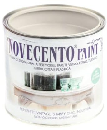 Pintura de tiza Shabby Chic mate para muebles paredes cristal tela 900 Novecento Paint (Greige, 500 ml)