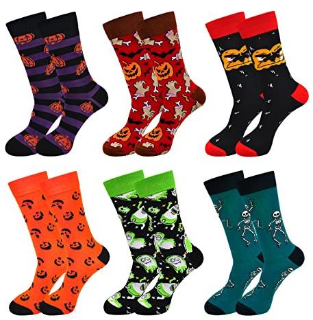 PUTUO Calcetines Divertidos Hombres Regalo Navidad: Algodón Coloridos de Invierno, Papá Noel, 39-45