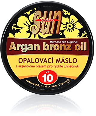 Vivaco | 200ml SONNENSCHUTZ-BUTTER MIT SPF 10 UND ARGANÖL - Effektive Sonnencreme in Form einer Körperbutter für natürliche Bräunung, Sunscreen Body Butter mit bio Argan Oil, Bräunungsbeschleuniger
