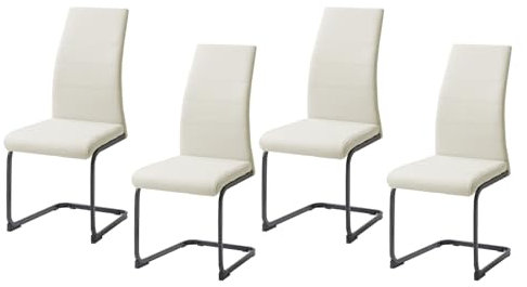 HTI living Schwingstuhl SallyP Freischwinger Esszimmerstuhl Kunstleder PU Beige 4-teilig Metall Schwarz