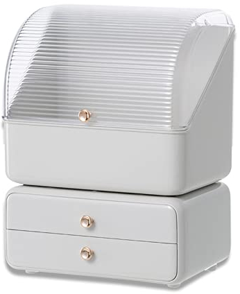 Galatée Staubschutz, Organizer, Make-up, Büro, Schubladen, Aufbewahrung von Schmuck, aus Kunststoff, Aufbewahrungsbox, Kosmetikbehälter, verschiedene Behälter für zu Hause, Weiß A + B, 26 * 18 * 35cm