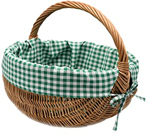 MyBer® Weidenkorb Einkaufskorb Picknickkorb Stabiler Tragekorb rund Korb aus Weide braun K1-005-SGW