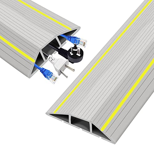 6m Canalina Pavimento, Canalina Cavi 3 Canali, Canalina per cavi in PVC flessibile,Canalina Passacavi Calpestabile, Passacavo a Pavimento (grigio)