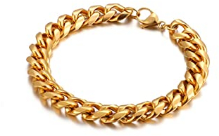 Gualiy Personalisierte Geschenke Männer Armband Herren Armband Personalisiert Edelstahl Gold Panzerkette Armband 23.5cm Gold