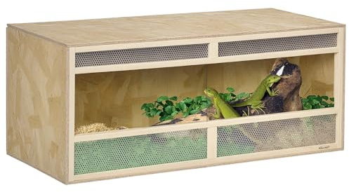 PawHut OSB reptilterarium i trä med skjutdörr i glas, 120 x 50 x 50 cm