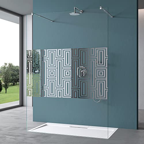 Mai & Mai Box Doccia Walk-In 120x200cm, Parete Doccia in Vetro in Labirinto 10mm Vetro di Sicurezza ESG con 2 Bracci Sostegni Telescopici MMBR3