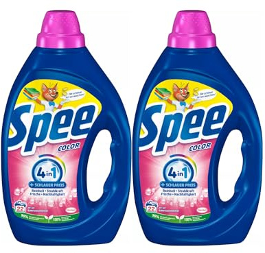 Spee Aktiv Gel Color 4 + 1 Waschmittel 44 WL (2 x 22 Waschladungen), Flüssigwaschmittel mit 4 + 1 Formel vereint Reinheit, Strahlkraft, Frische & Nachhaltigkeit, 20° - 60° C