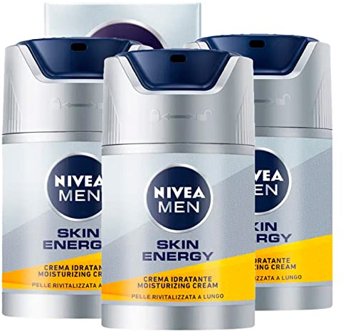 Nivea Men Skin Energy Feuchtigkeitsspendende Hautcreme mit Coenzym Q10 und Koffein - 3 Flaschen à 50 ml