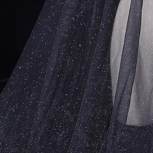 200cm*160cm Organza Stoffe zum Nähen Meterware,Dekostoff Kostümstoff zum Nähen Leichter Glanz Glitzer Organza Tüllstoff Für Kleidung Dekoration Gardine Vorhänge Tischdecken Deko Schals -Schwarz
