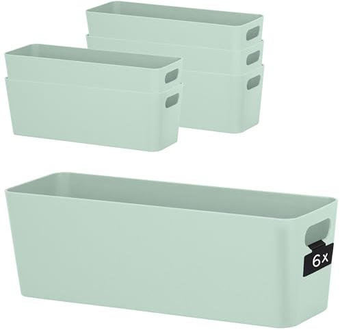 6x Ordnungsbox 10cm hoch GRÜN 30x10x10cm 2L Schublade Kunststoff Korb Kiste