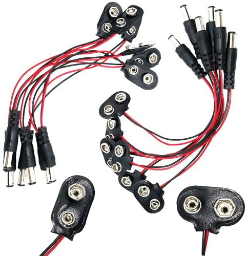 CESFONJER Conector Pila, Conector Pila de Bateria 9V con Cable Conexión15cm Conector de Clip de la Batería 9V Clip de Batería de 9V Negro Carcasa(6Piezas I Tipo, 6Piezas T Tipo)