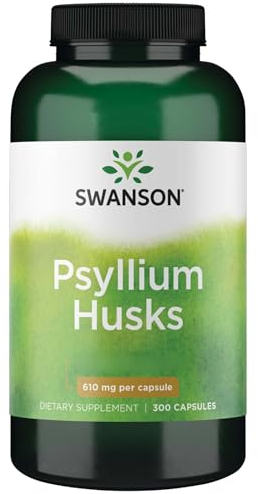 Swanson, Psyllium Husks, 300 glutenfreie Kapseln, 610mg Flohsamenschalen je Dosis, Sojafrei, GMO frei, Geschmacksneutral