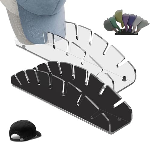 KTCINA 2 Stück Kappenhalter, Aufbewahrung, Organizer, Halterung für Baseballkappe, Acryl, Hut-Organizer, für 14 Kappen für Kommode, Schrank, Eingang (gemischt)