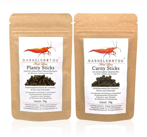 GARNELEN4YOU® Main Bundle: Carny & Planty für Caridina und Neocaridina | Premium Garnelen-Hauptfutter | aus regionaler Herstellung in DE | nachhaltige Verpackung | Garnelen, Krebse und Schnecken