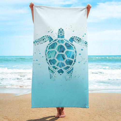 Irisbell Rundes Strandtuch, Decke, Baseball, Softball, Mikrofaser, Strandtuch, Gobelin, Yogamatte mit Quaste (Meeresschildkröte, Blau)