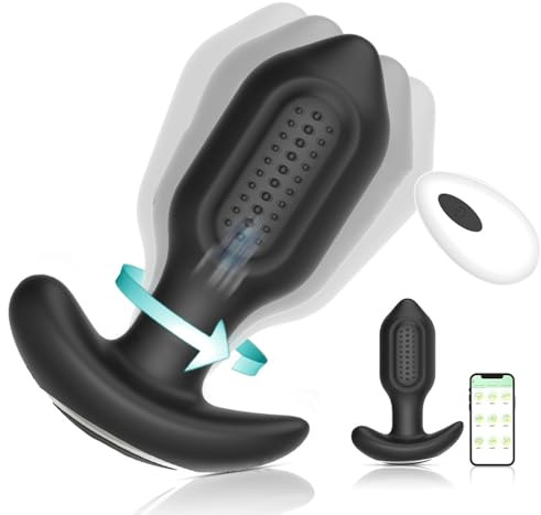 Analvibratoren Analplug APP mit 9 Vibration Rotationsmodus Prostata Stimulation, Leise 10 Vibrator Fernbedienung Elektrisch Anal Butt Plug Sex Spielzeug Männer Frauen Paare (Blau, APP)
