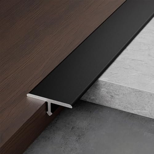 Raouoae ÜBergangsprofil Bodenübergangsleiste T-Profil Für Flache Spaltabdeckung 3 Stücke 90cm Pflegeleicht Übergangsschiene Für Holz/Laminat/Vinyl/Fliesen(Schwarz,Breite: 6mm)