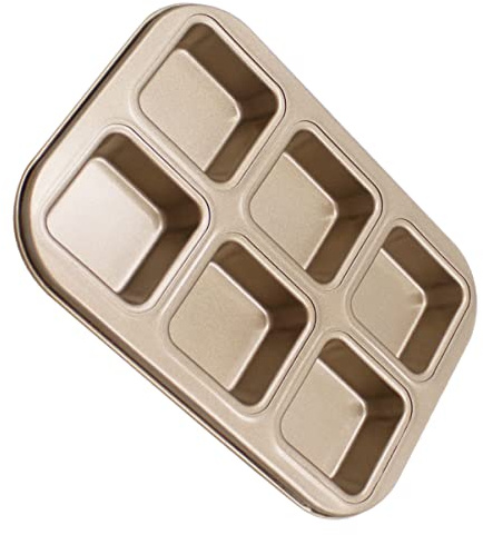 Ciieeo Square Cake Mold Compartment Nonstick Baking Tray Gold Household Bread Cake Baking Tray for Kitchen Restaurant
