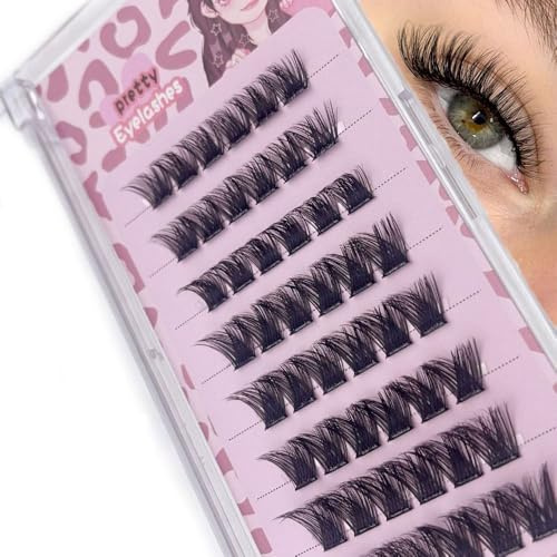 Self Adhesive Fluffy Eyelashes Natural Wispy Pre Glued Cluster Eyelash Extensions Cat Eye Lashes Press On False Eyelashes No Glue Needed