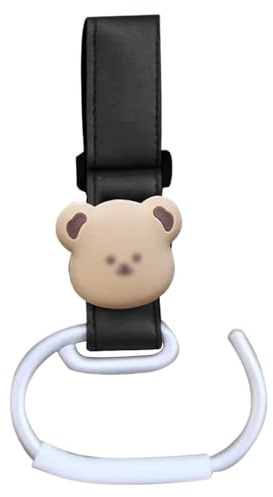Gancio per carrozzina, passeggino portatile con orsetto cartoni animati, gancio speciale in alluminio, grande organizer per accessori per passeggino, per sedie a rotelle e carrello per animali