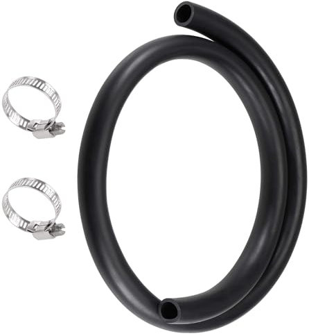 TOP-VIGOR Tubo in gomma per olio lubrificante, 16 mm x 21 mm x 1 m, tubo in gomma con 2 morsetti per irrigazione, piccole attrezzature, tubi per acqua da giardino, colore nero