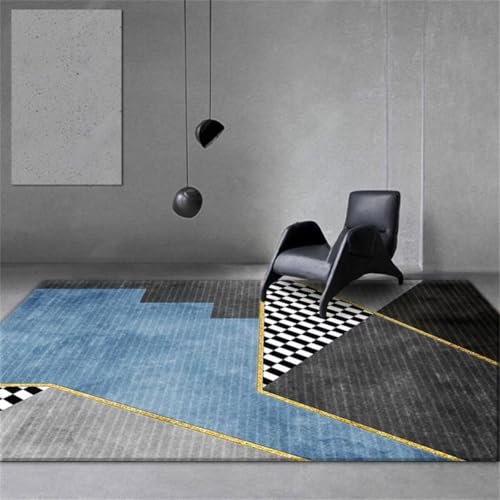 RUGMRZ Teppich Esstisch Camping Für Draußen Grau blau Farbe Schema Schlafzimmer Sofa Bereich rutschfest Tepiche Wohnzimmer Modern 80X150CM