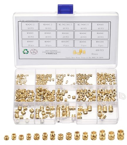 QUARKZMAN 400 Stück M2 M2,5 M3 M4 M5 M6 Gewindeeinsatz Einpressmutter Messing Gewindemutter Einschmelzgewinde Rändelmutter Threaded Inserts für 3D Druck Kunststoffschale