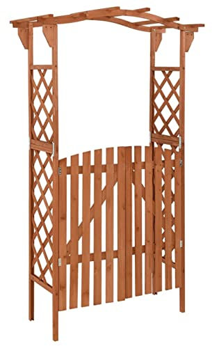 Homgoday Pérgola con Puerta Madera Maciza de Abeto 116x40x204 cm Marquesinas Exterior para Puertas y Ventanas, Tejadillo de Protección
