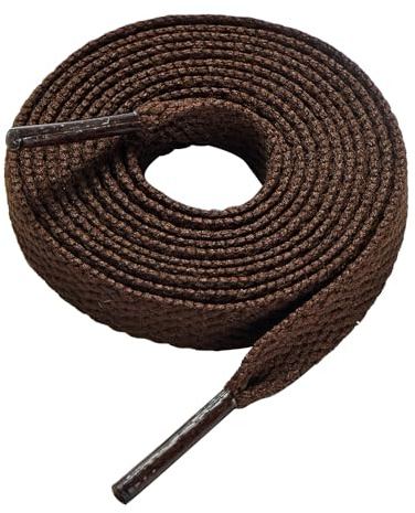 CCSOFTIME Premium platta skosnören, extremt slitstarka 8 mm breda för sneakers, sportskor, sneakers, basketkängor, ersättningsskor, skor för kvinnor, män, barn, 10 färger, 11 längd, Mörkbrun, 130