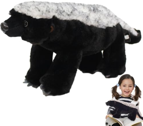 Honey Badger - Peluche a forma di tasso realistico, nero, morbido, riempito di miele, giocattolo da collezione per bambini, tasso di miele, peluche