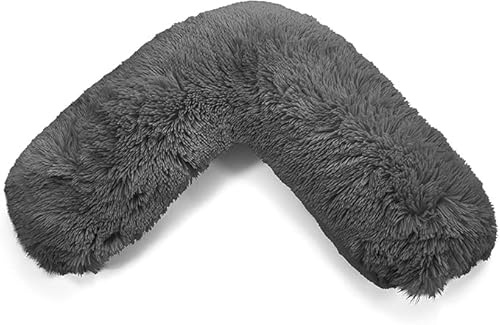 Bella Nights Teddy Cuddles V-Shaped Pillow With Case And Cuddles V Case Only – Soft Plush Fleece Neck Maternity & Orthopaedic Support (Charcoal, Teddy Cuddles Cover Only)